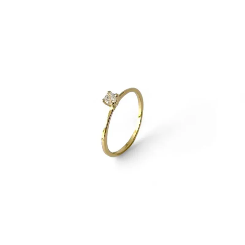 Anel Solitário Banhado a Ouro 18k com Zircônia