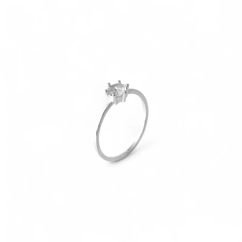 Anel Solitário Prata 925 com Zircônia