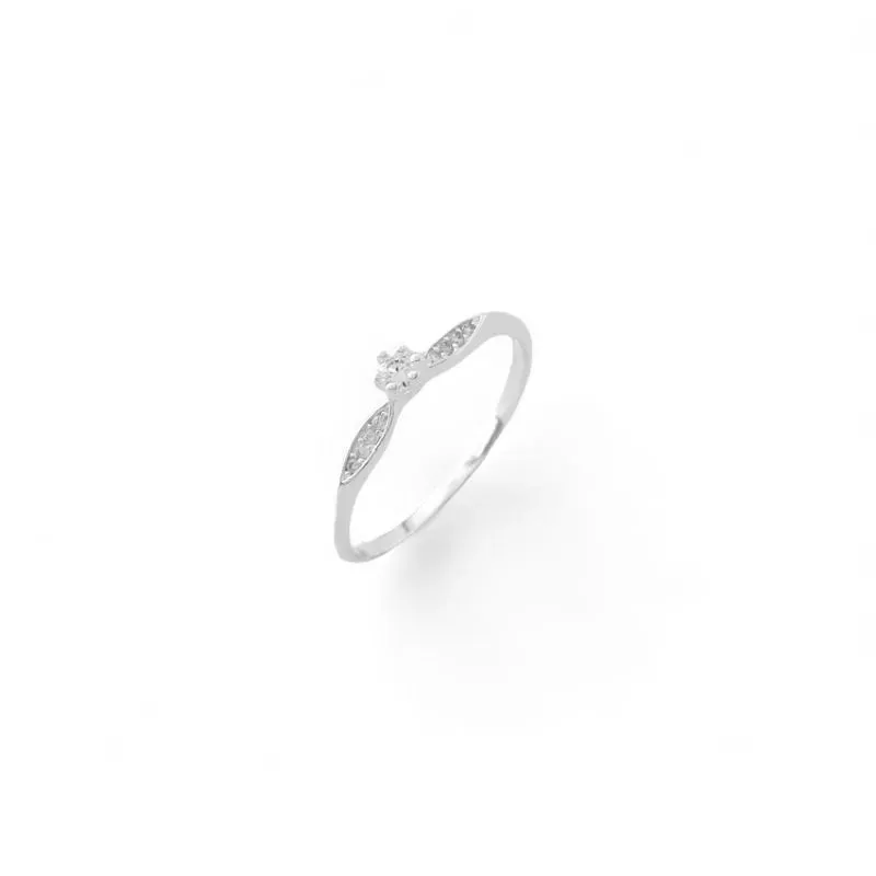 Anel Solitário Prata 925 com Zircônias na Lateral