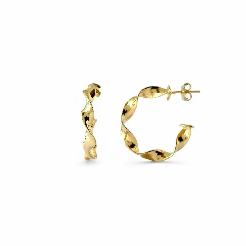 Brinco Argola Aberta Torcida Banhado a Ouro 18k - 2,5cm