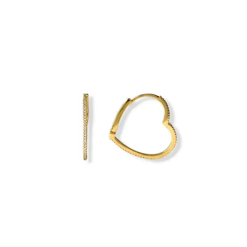 Brinco Argola Coração Banhado a Ouro 18k com Zircônias - 2,5cm