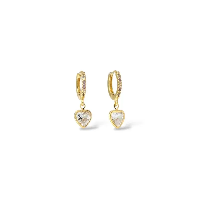 Brinco Argola Coração Banhado a Ouro 18k com Zircônias