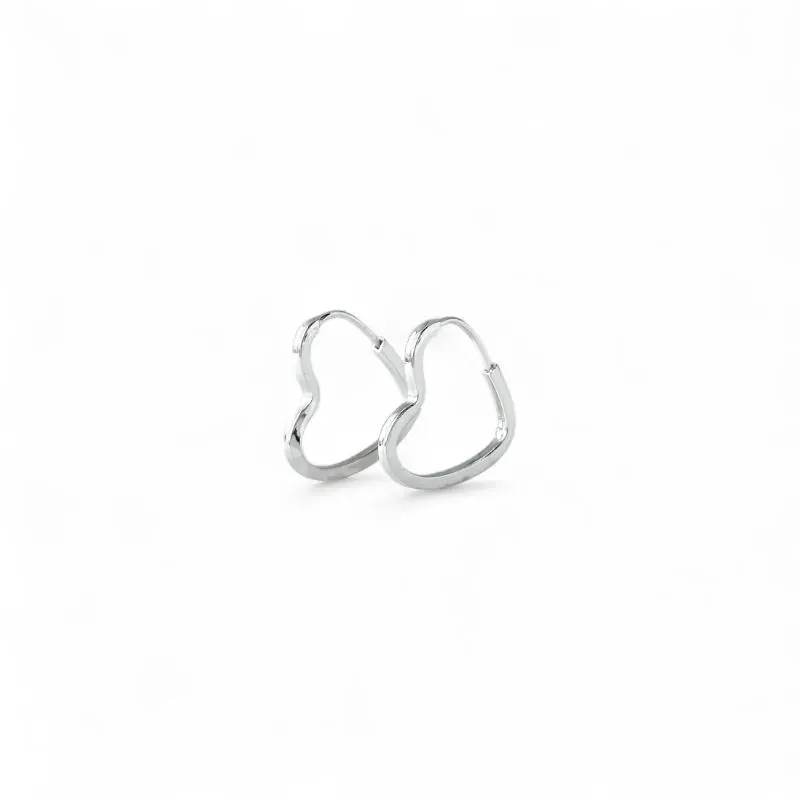 Brinco Argola Coração Prata 925 - 1,5cm