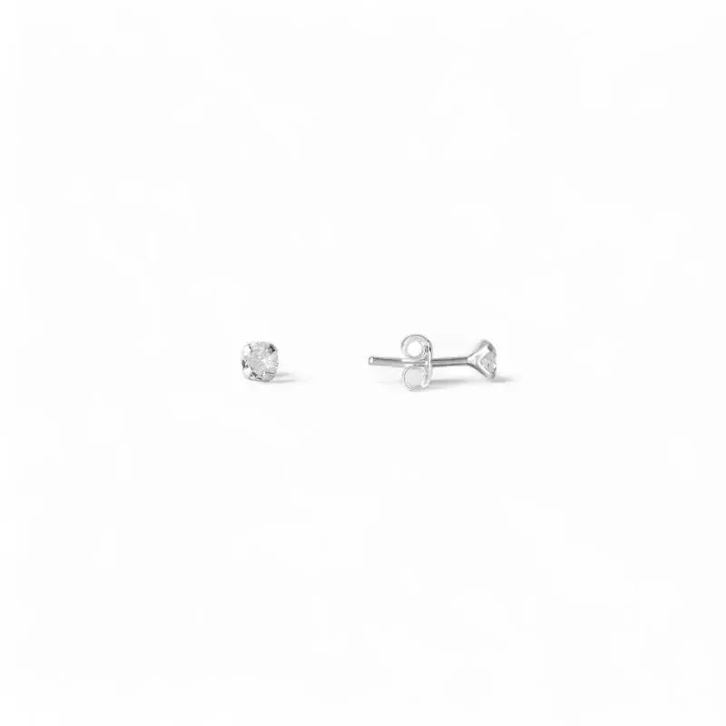 Brinco Ponto de Luz Prata 925 com Zircônia - 4mm