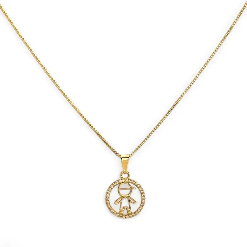 Colar com Medalha de Menino Banhado a Ouro 18k com Zircônias