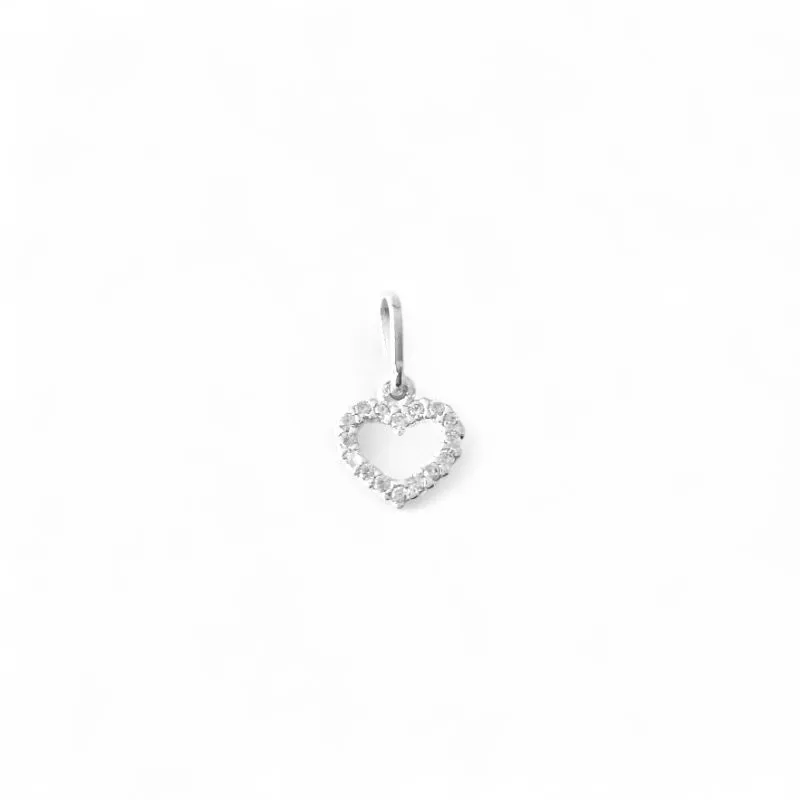 Pingente Coração Prata 925 Vazado Cravejado com Zircônias