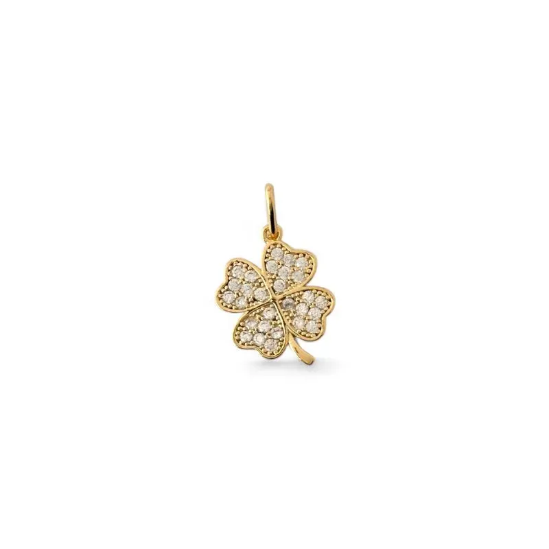 Pingente Trevo Banhado a Ouro 18k com Zircônias