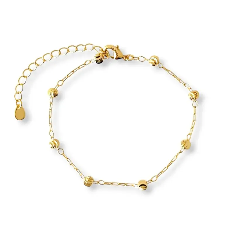 Pulseira Bolinhas Banhada a Ouro 18k Trabalhada