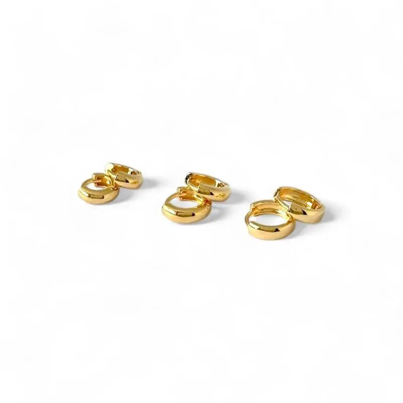 Trio de Brincos Argola Banhado a Ouro 18k Liso