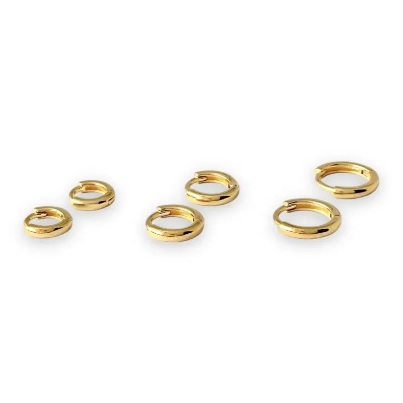 Trio de Brincos Argola Banhado a Ouro 18k Liso