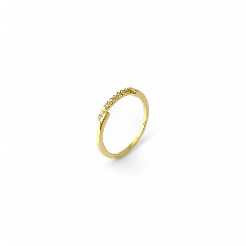 Anel Banhado a Ouro 18k com 1 Linha de Zircônias Tam22
