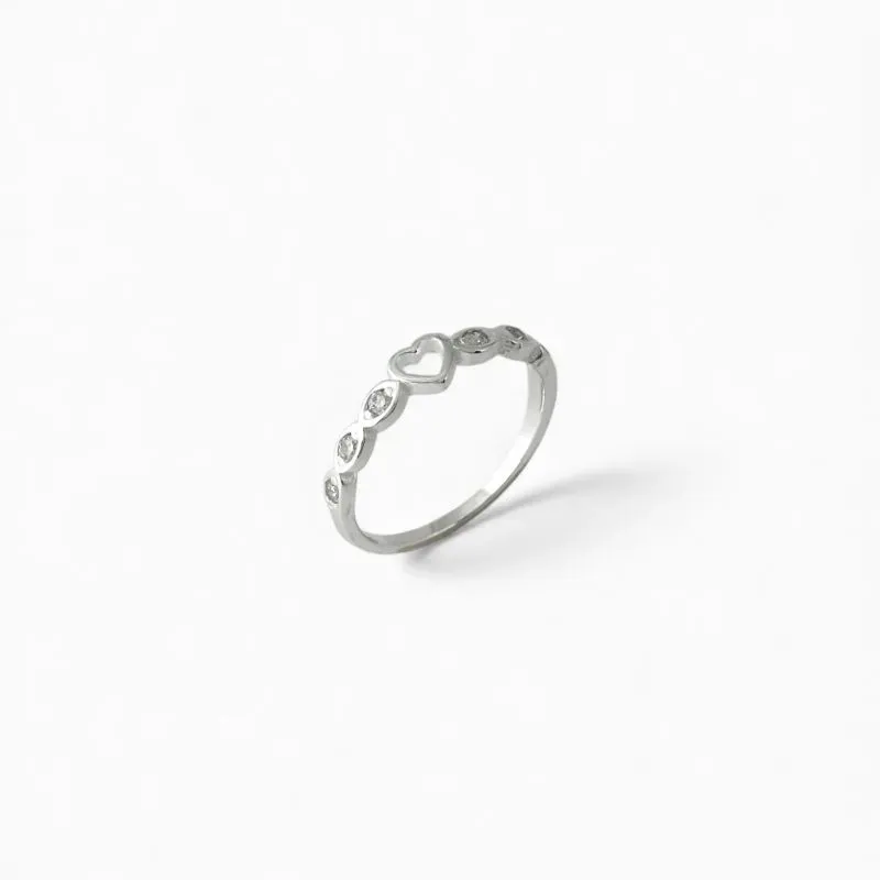 Anel Coração Prata 925 Aro Eye Estilo Olho com Zircônias