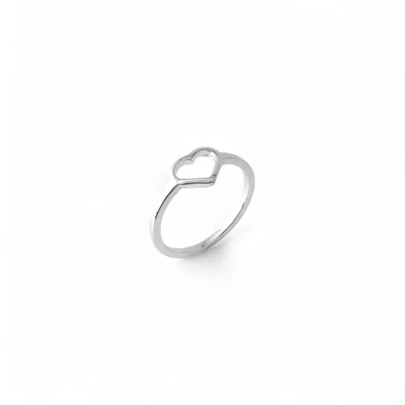 Anel Coração Prata 925 Vazado Tam18