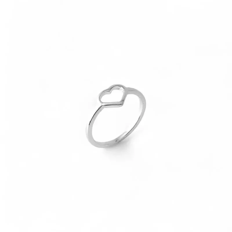 Anel Coração Prata 925 Vazado Tam22