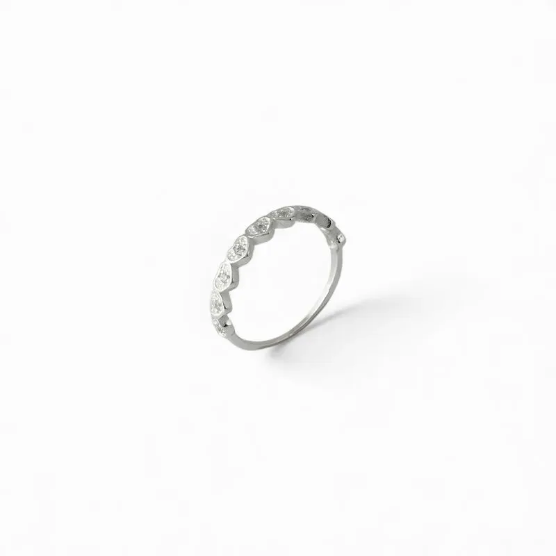 Anel Corações Prata 925 com Zircônias