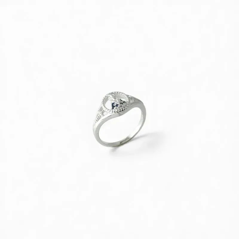 Anel Nossa Senhora Prata 925 com Zircônias Azul Tam26