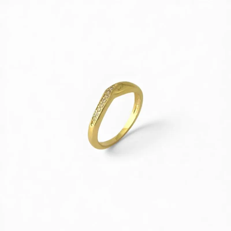 Anel Onda Banhado a Ouro 18k com Zircônias Tam14