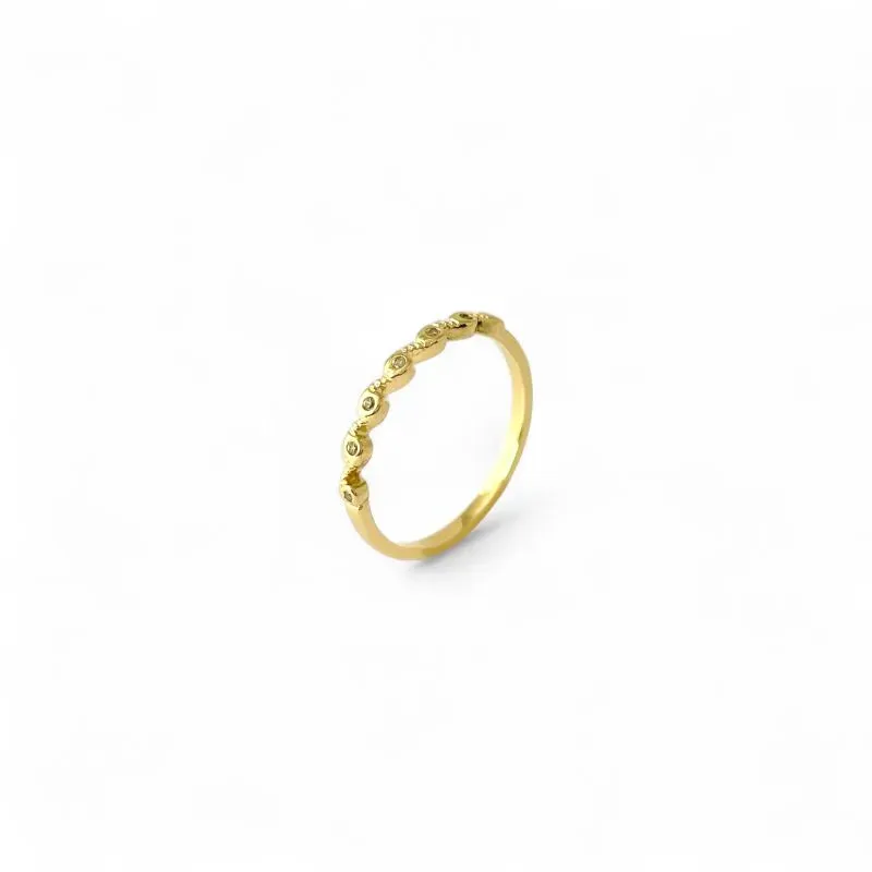 Anel Ondulado Banhado a Ouro 18k com Zircônias Tam13