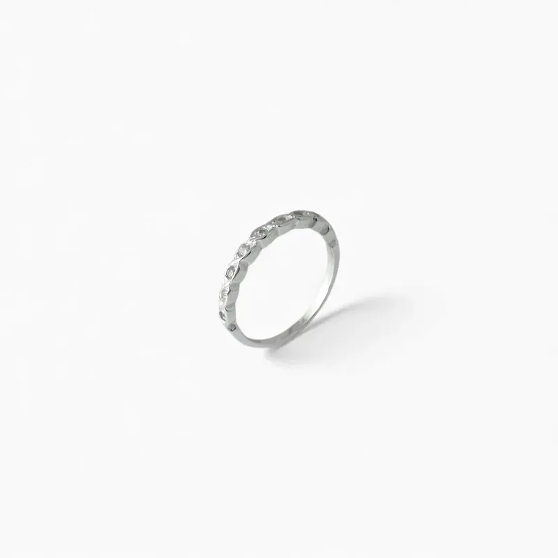 Anel Prata 925 Aro Eye Estilo Olho com Zircônias