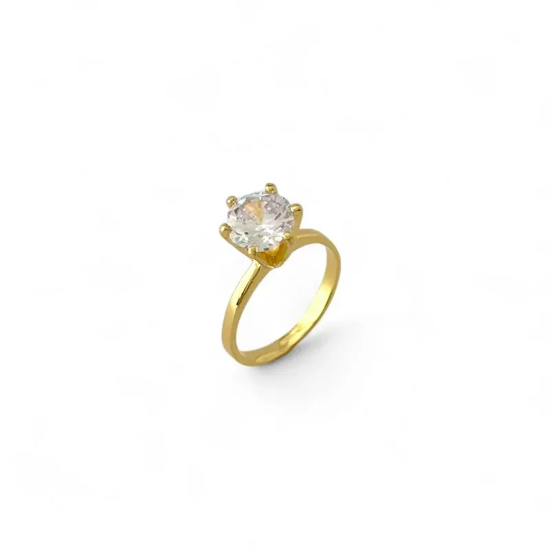 Anel Solitário Banhado a Ouro 18k com Zircônia Grande