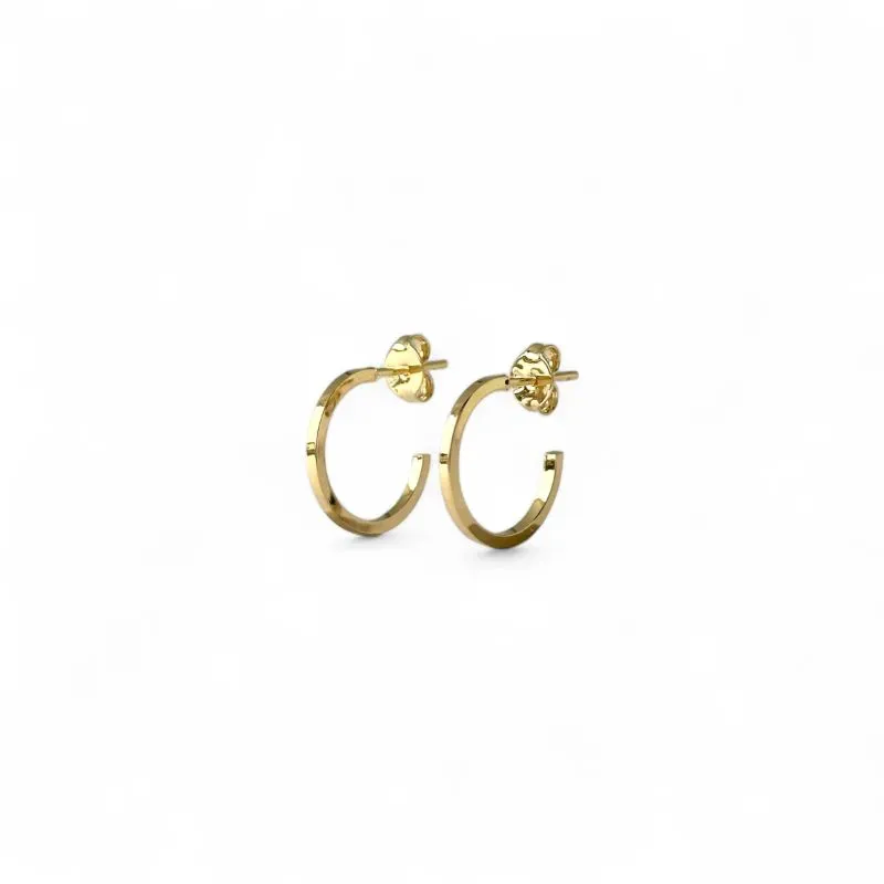 Brinco Argola Aberta Banhado a Ouro 18k Lisa - 1,4cm