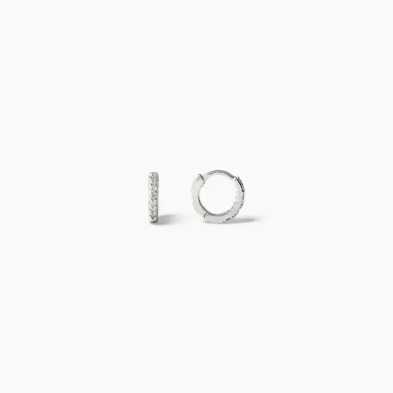 Brinco Argola Prata 925 com 1 Linha de Zircônias - 0,9cm