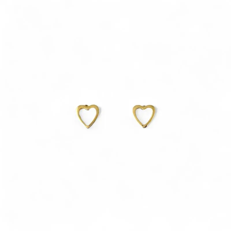 Brinco Coração Banhado a Ouro 18k Vazado Liso