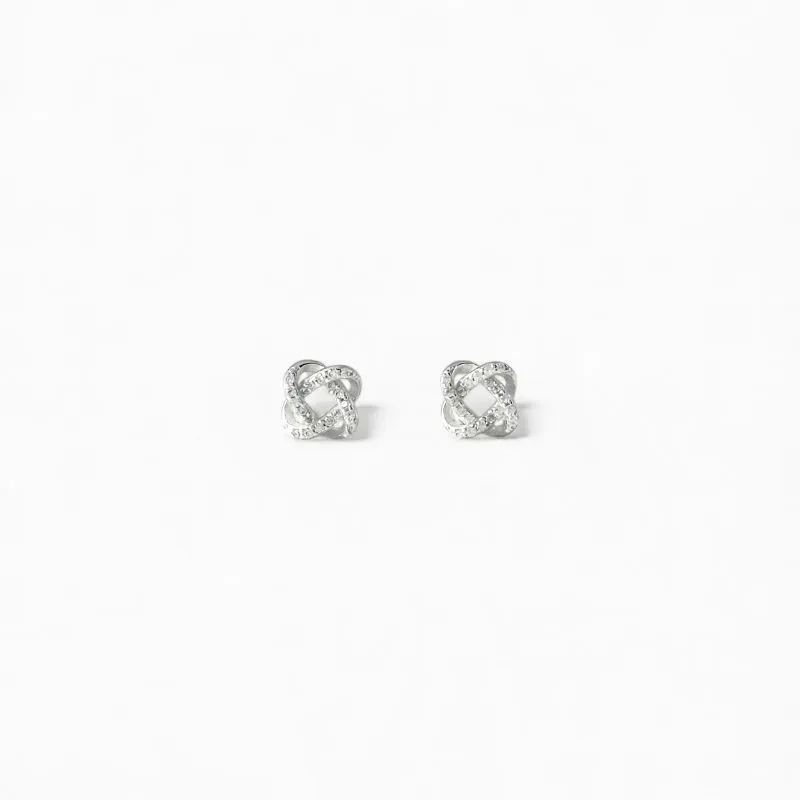 Brinco Nó Entrelaçado Prata 925 com Zircônias