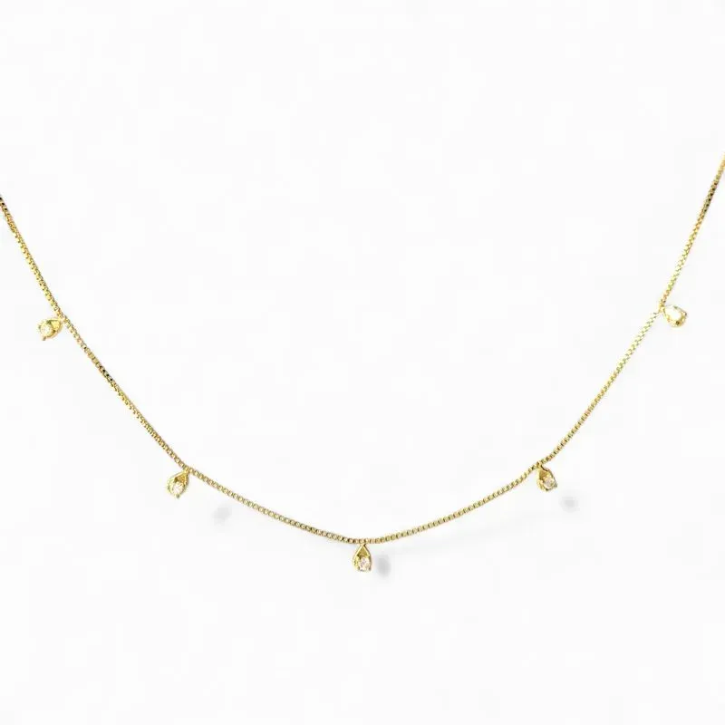 Colar Choker Gotas Banhado a Ouro 18k com Zircônias