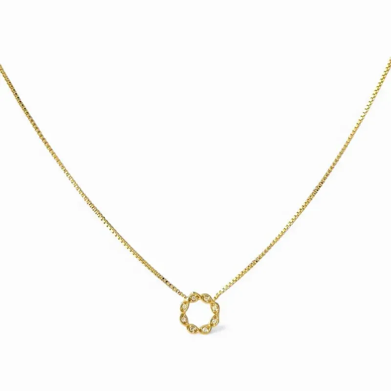 Colar Geométrico Círculo Banhado a Ouro 18k com Zircônias