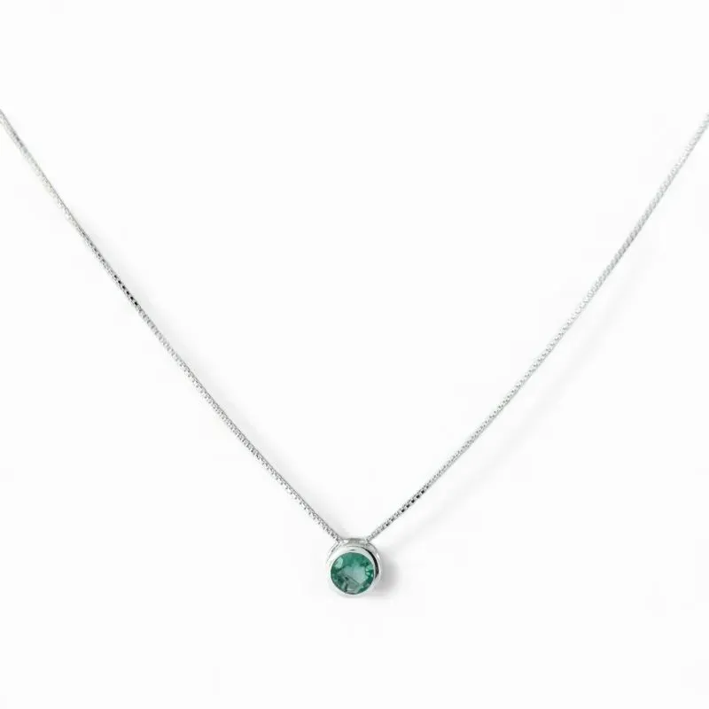 Colar Ponto de Luz Prata 925 com Zircônia Verde