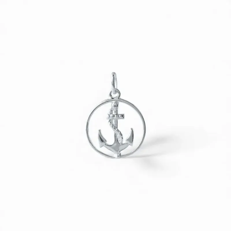 Pingente Medalha com Âncora Prata 925