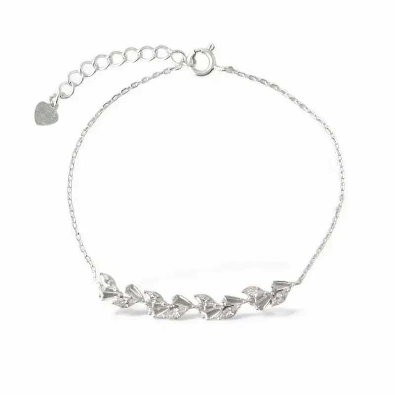 Pulseira Folhas Prata 925 com Zircônias