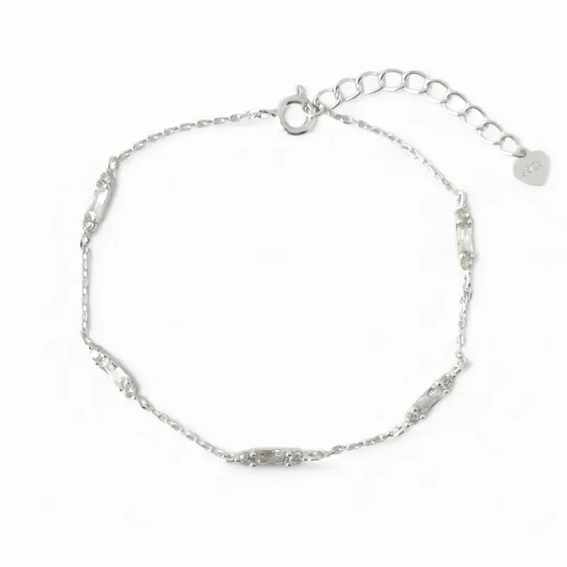 Pulseira Geométrica Retangular Prata 925 com Zircônias