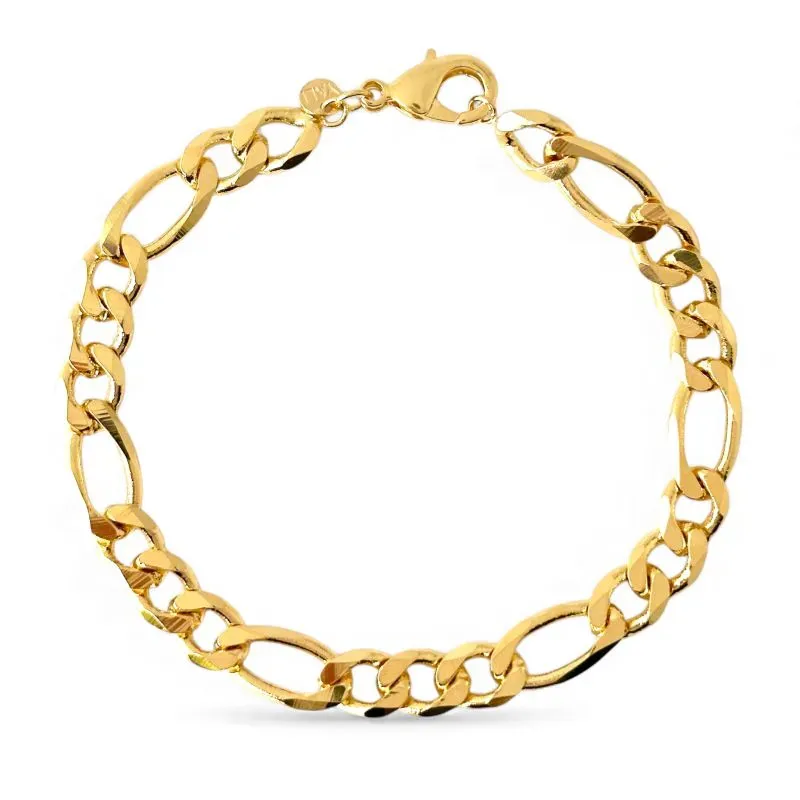 Pulseira Masculina Elo 3 em 1 Banhada a Ouro 18k - 21cm