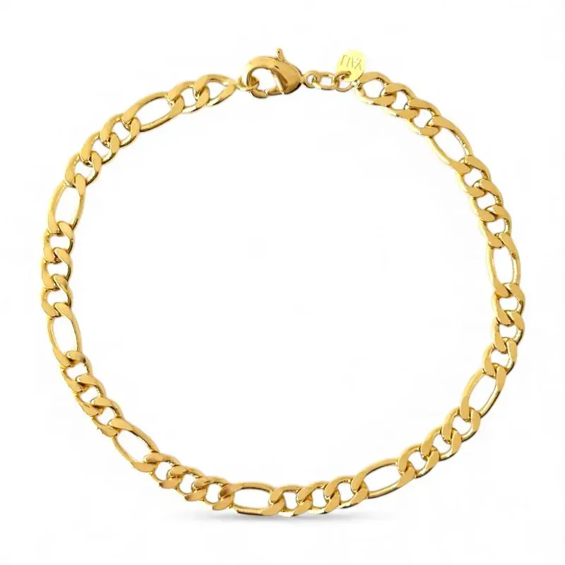 Pulseira Masculina Elo 3 em 1 Banhada a Ouro 18k - 21cm