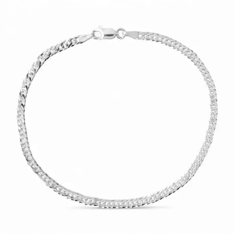 Pulseira Masculina Elo Grumet Duplo Prata 925 - 21cm