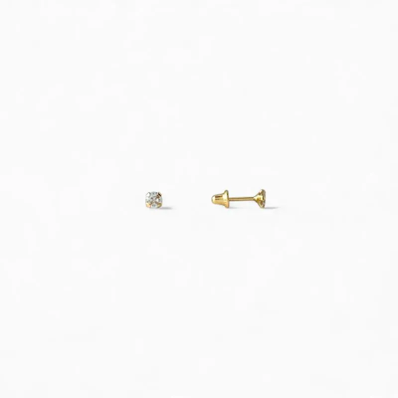 Brinco Infantil Ponto de Luz Ouro 18k com Tarraxa Baby - 3mm