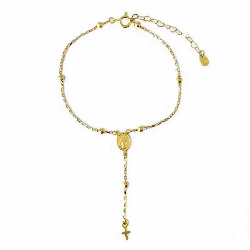 Pulseira Terço Rosário Banhada a Ouro 18k