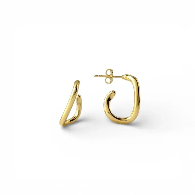 Brinco Argola Aberta Assimétrico Banhado a Ouro 18k - 1,9cm