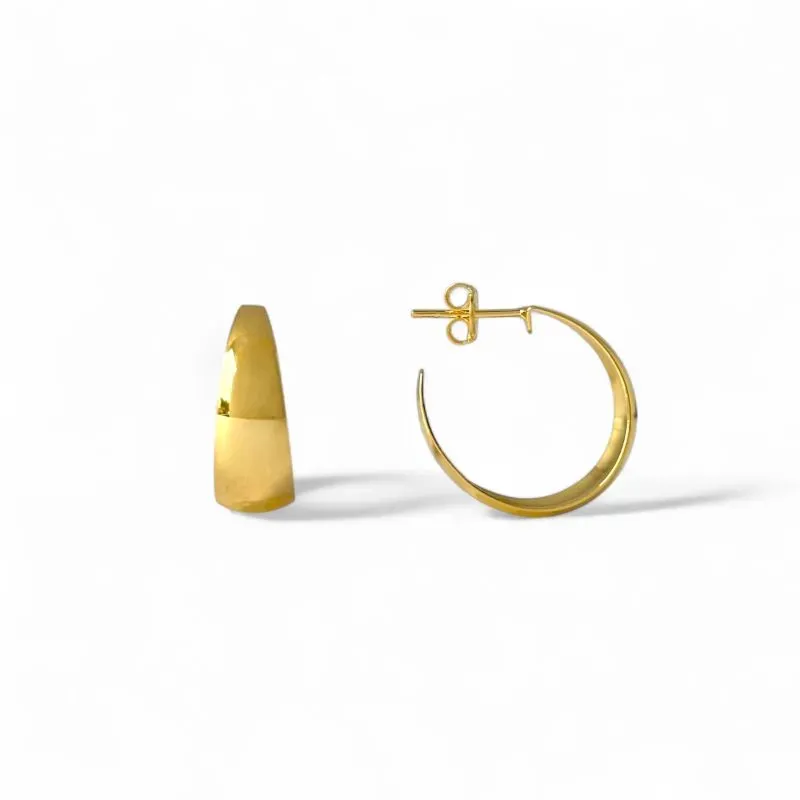 Brinco Argola Aberta Banhada a Ouro 18k Larga Lisa - 2cm