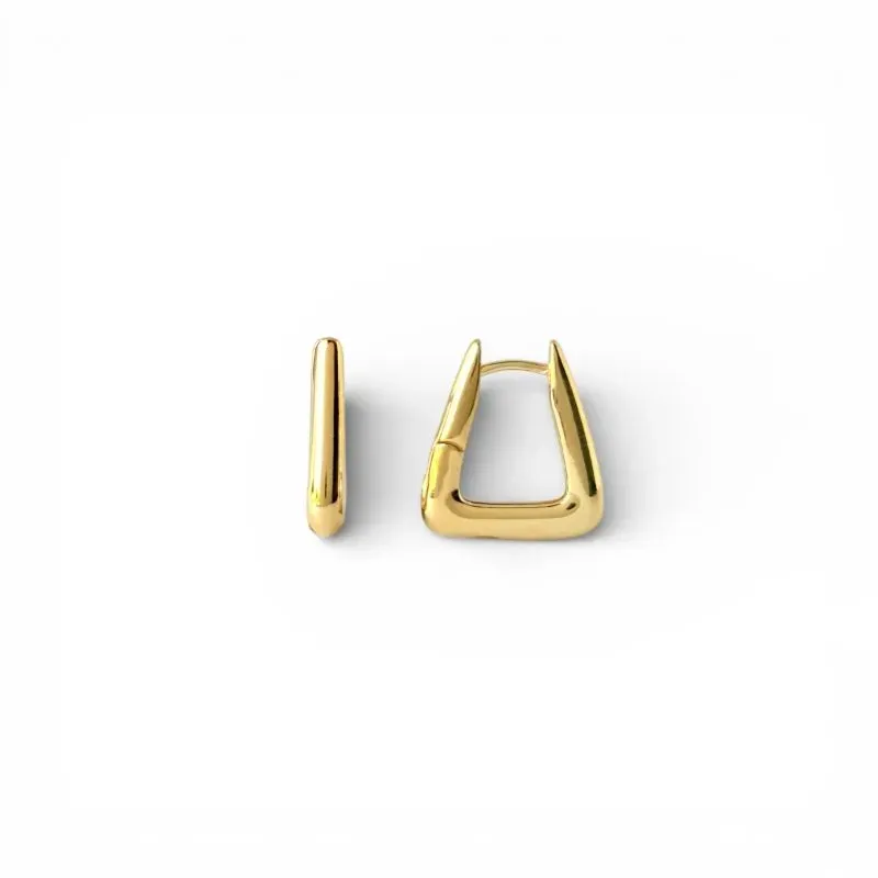 Brinco Argola Triangular Banhado a Ouro 18k - 1,6cm