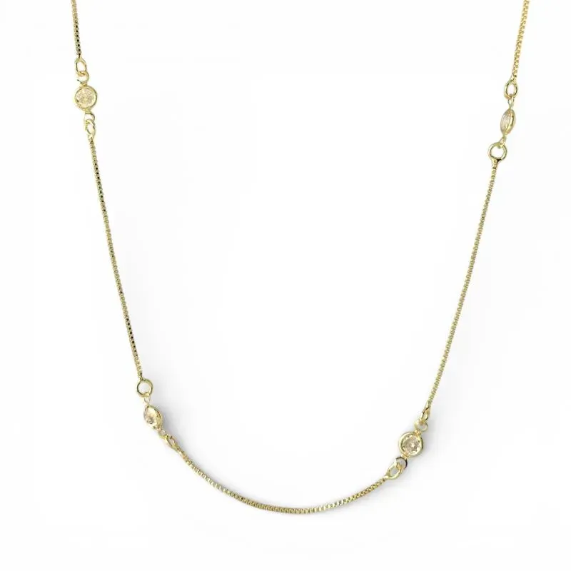 Colar Longo Veneziana e Ponto de Luz em Zircônias - 65cm