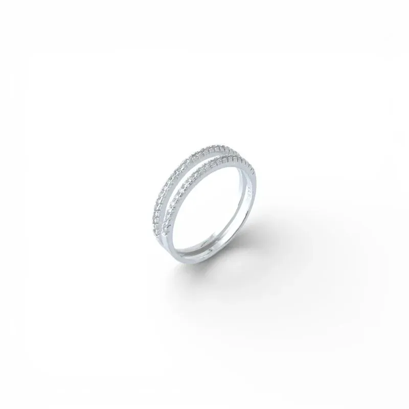 Anel Aparador Prata 925 com Zircônias - Par Tam20