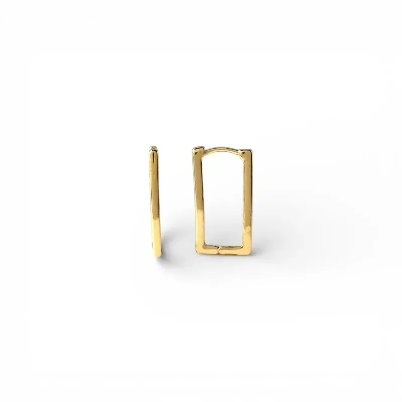 Brinco Argola Click Retangular Banhado a Ouro 18k - 2cm