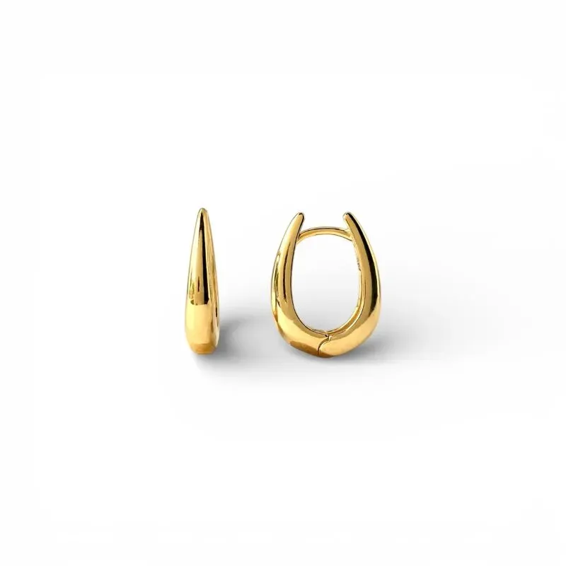 Brinco Argola Oval Lisa Click Banhado a Ouro 18k - 1,4cm