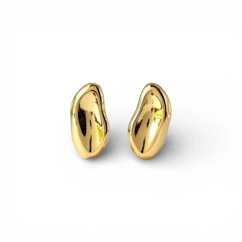 Brinco Orgânico Assimétrico Banhado a Ouro 18k