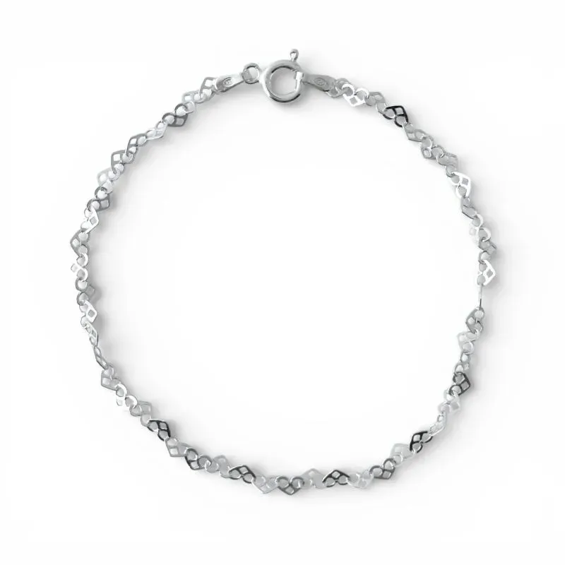 Pulseira Elo Coração Prata 925