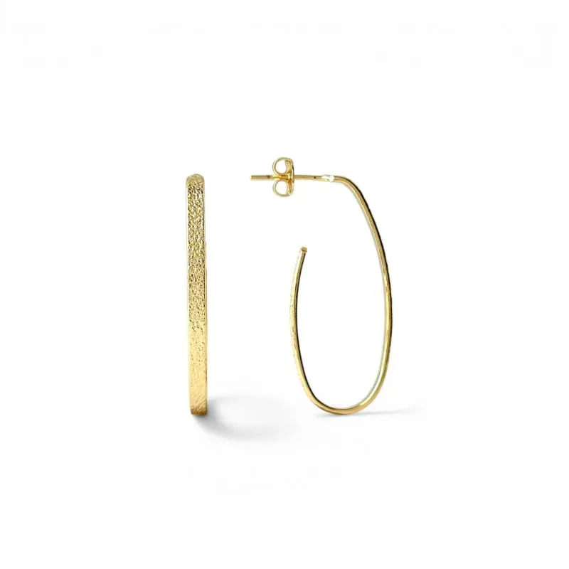 Brinco Argola Aberta Oval Fosca Banhado a Ouro 18k