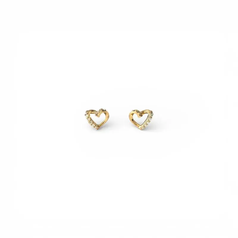 Brinco Coração Banhado Ouro 18k com Zircônias